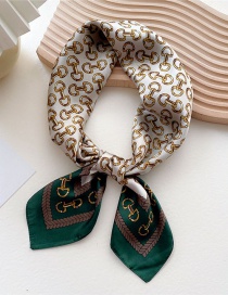 Fashion 18 Willow Leaf Rope Buckle Green Geometric Print Knotted Scarf