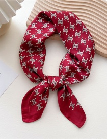 Fashion 22 Double C Buckle Red Geometric Print Knotted Scarf