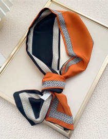 Fashion 10 Concave Frame Orange Navy Blue Geometric Print Knotted Scarf