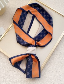 Fashion 18 Tricolor Stripes N Orange Geometric Print Knotted Scarf