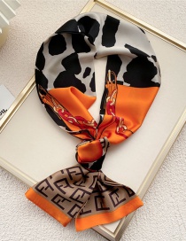 Fashion 19 Cow Crescent Moon Geometric Print Knotted Scarf