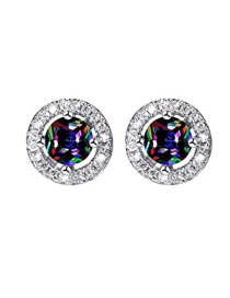 Fashion 25# Geometric Diamond Round Stud Earrings