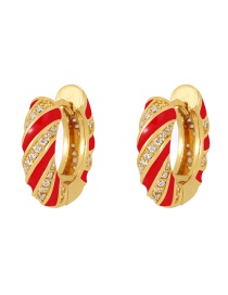 Fashion Red Brass Inlaid Zirconium Drip Oil Thread Earrings