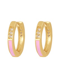 Fashion Pink Brass Inlaid Zirconium Oil Drop Earrings