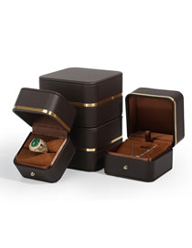 Fashion Brown Watch Bracelet Box Rounded Gold Edge Jewelry Storage Box