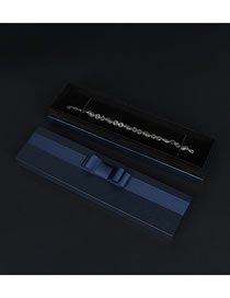 Fashion Tiandi Cover Plastic Box Blue Bracelet Box Square Jewelry Storage Box With Bow Knot Lid