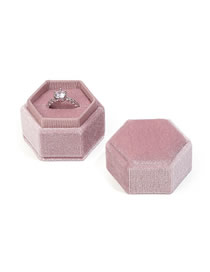 Fashion Light Pink Small Ring Box Small Hexagon Flannel Ornament Storage Box