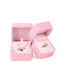 Fashion Pink Pendant Box Round Corner Pu Jewelry Storage Box