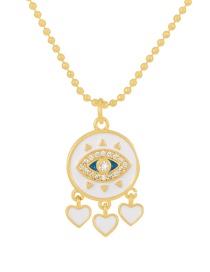 Fashion Gold Bronze Zirconium Drop Oil Love Eye Necklace