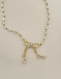 Fashion Necklace Rhinestone Chain Alloy Rhinestone Bow Necklace