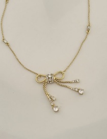 Fashion Necklace Alloy Chain Alloy Rhinestone Bow Necklace
