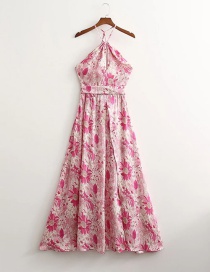 Fashion Pink Printed Halterneck Slip Dress