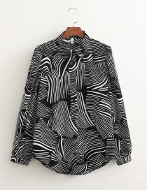 Fashion Black Zebra-print Button-up Shirt