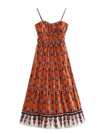 Fashion Brown Printed Slip Dress