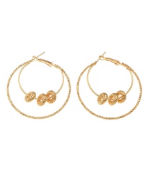 Fashion Gold Metal Pearl Geometric Double Hoop Earrings