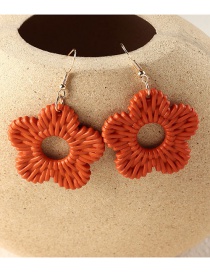 Fashion Orange Resin Bamboo Rattan Straw Flower Stud Earrings