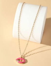 Fashion Pink Alloy Drip Lip Necklace