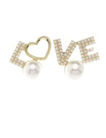 Fashion Gold Pearl Alphabet Stud Earrings