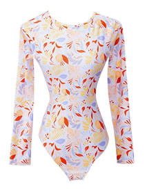 Fashion Color Printed Long-sleeve Swimsuit