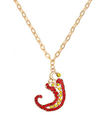 Fashion Color Alloy Diamond Openwork Pepper Necklace