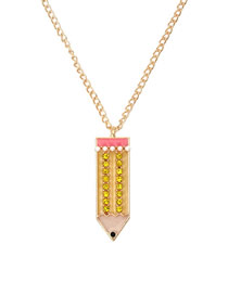 Fashion Mixed Color Alloy Diamond Drip Pencil Necklace