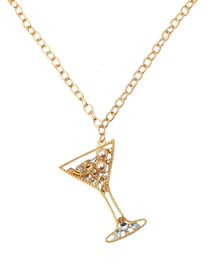 Fashion Gold Alloy Diamond Goblet Necklace