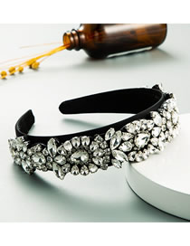 Fashion White Fabric Diamond Wide-brimmed Headband
