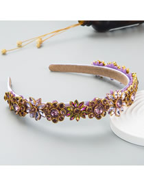 Fashion Purple Fabric Diamond Wide-brimmed Headband
