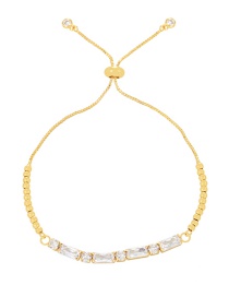 Fashion Gold-4 Brass Inlaid Zirconia Beaded Pull Bracelet (0.8cm)