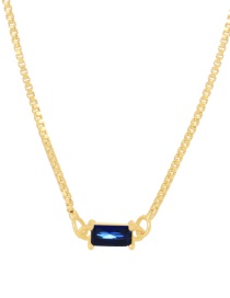 Fashion Navy Blue Bronze Zirconium Square Necklace