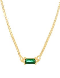 Fashion Green Bronze Zirconium Square Necklace