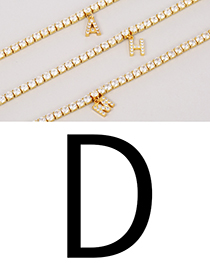 Fashion D Copper Inlaid Zirconium 26 Letter Pendant
