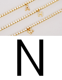Fashion N Copper Inlaid Zirconium 26 Letter Pendant