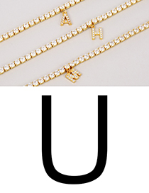 Fashion U Copper Inlaid Zirconium 26 Letter Pendant