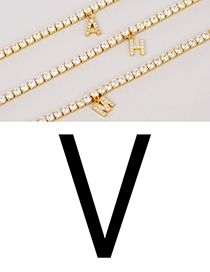Fashion V Copper Inlaid Zirconium 26 Letter Pendant