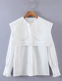 Fashion White Lapel Embroidered Shirt