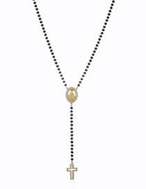 Fashion Gold Black Chain Titanium Steel Gold Plated Madonna Cross Y Necklace