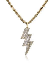 Fashion Gold Copper And Diamond Lightning Necklace