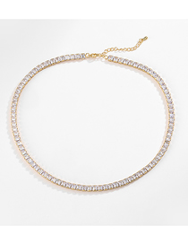 Fashion 5mm Gold Necklace Bronze Diamond T Square Diamond Necklace