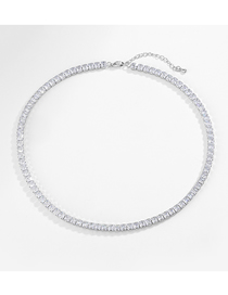 Fashion 5mm White Gold Necklace Bronze Diamond T Square Diamond Necklace
