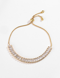 Fashion 6mm Gold Bracelet Bronze Diamond T Square Diamond Necklace