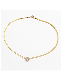 Fashion Golden Heart Stainless Steel Blade Chain Diamond Heart Necklace