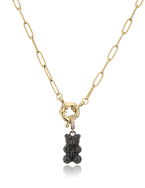 Fashion 3# Brass And Diamond Bear Twist Chain Necklace