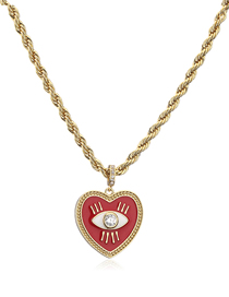 Fashion Red Copper Drop Oil Love Eye Necklace
