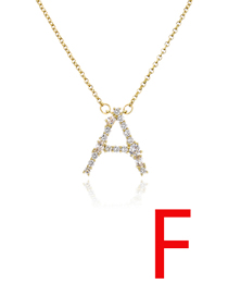 Fashion F Bronze Zirconium 26 Letter Necklace