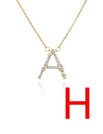 Fashion H Bronze Zirconium 26 Letter Necklace