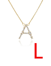 Fashion L Bronze Zirconium 26 Letter Necklace