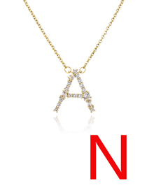 Fashion N Bronze Zirconium 26 Letter Necklace