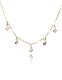 Fashion Gold Brass Diamond Snake Tassel Necklace