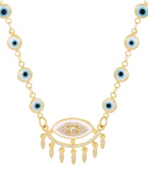 Fashion Gold-2 Bronze Zirconium Oil Drop Eye Necklace